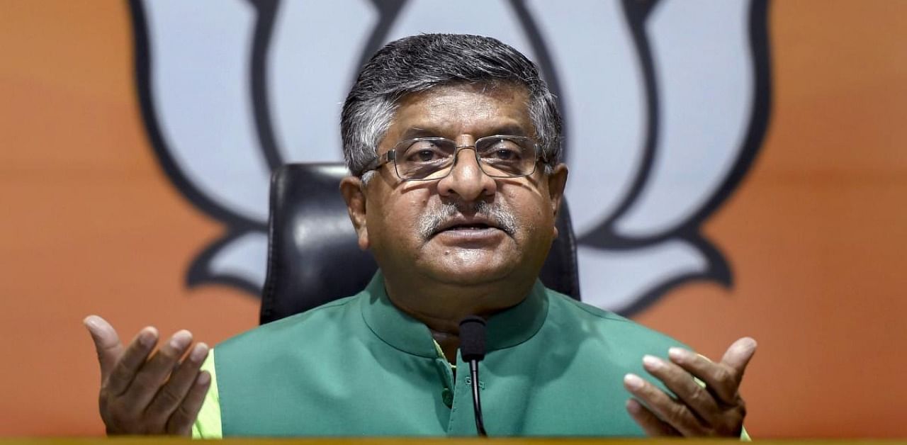 Union Minister Ravi Shankar Prasad. Credit: PTI Photo