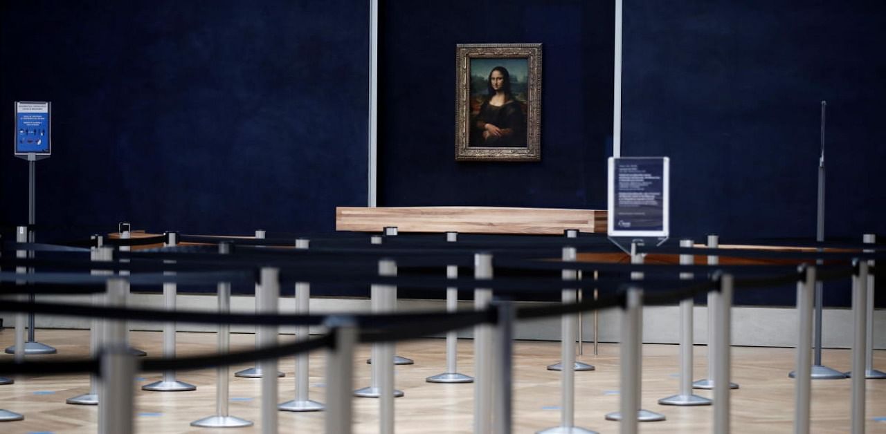 The painting "Mona Lisa" (La Joconde) by Leonardo da Vinci is seen at the Louvre museum closed as part of the measures taken by the French government to prevent the spread of the coronavirus. Credit: Reuters Photo