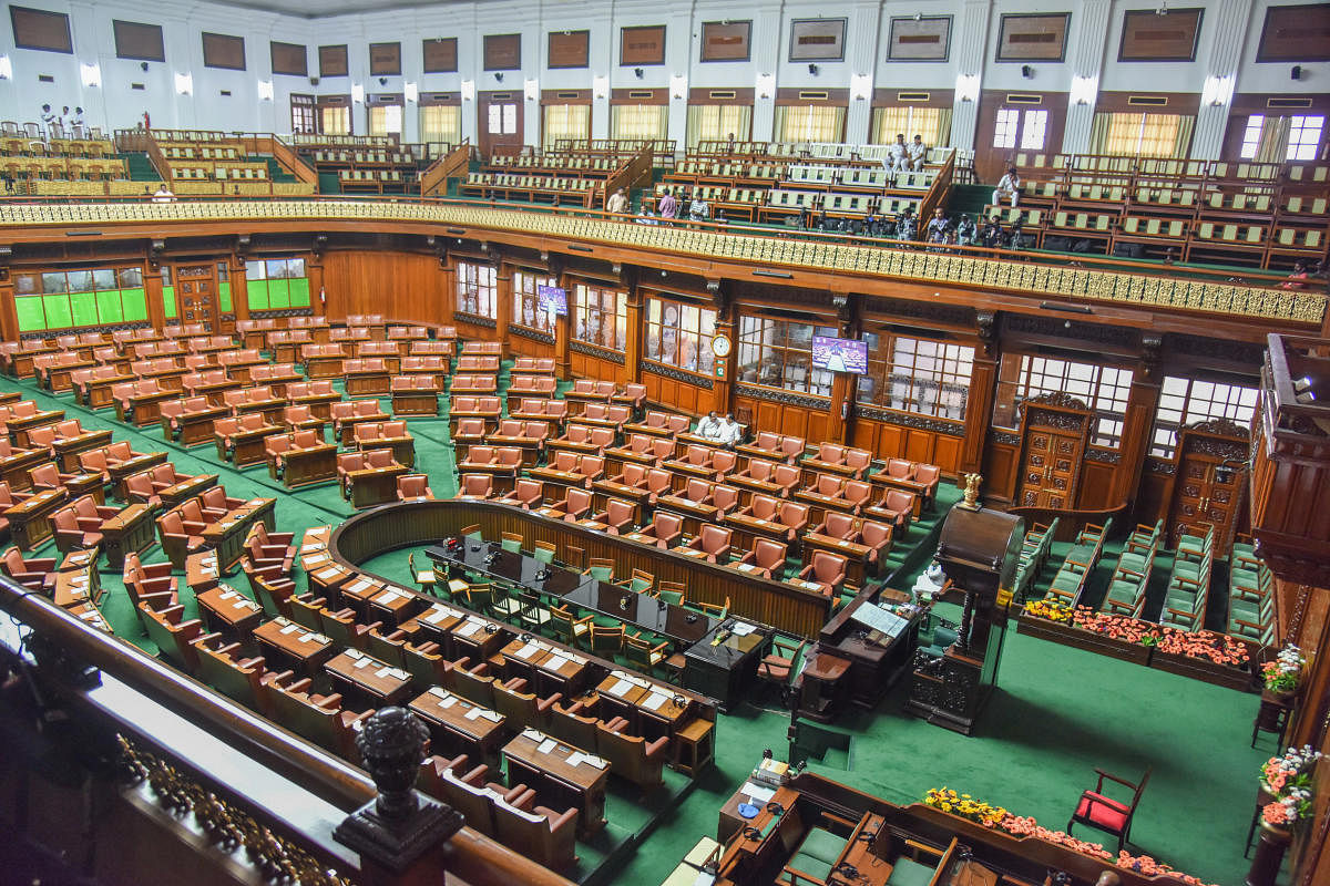 A view of Legislative Assembly, Vidhana Soudha, in Bengaluru. Representative/Credit: DH File Photo/S K Dinesh