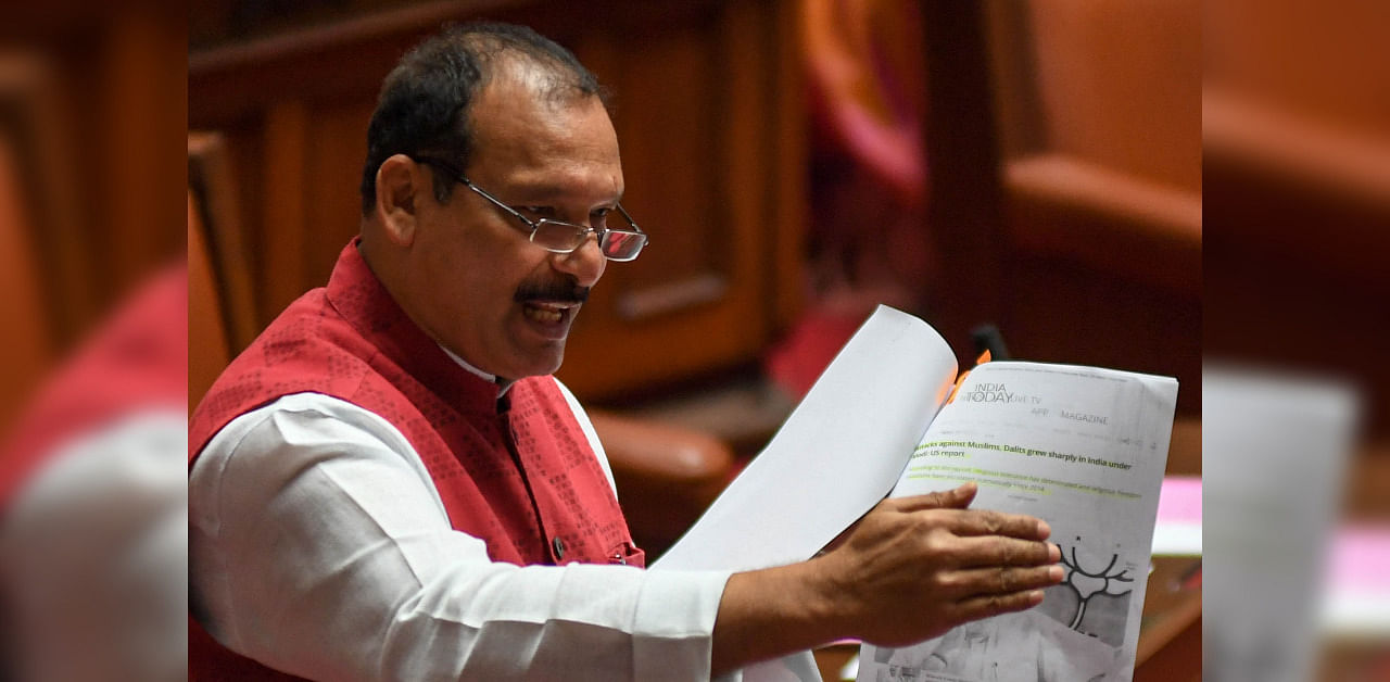 Congress MLC Ivan D’Souza talking on Constitution of India, during the Council session in Vidhana  Soudha. Credit: DH File Photo