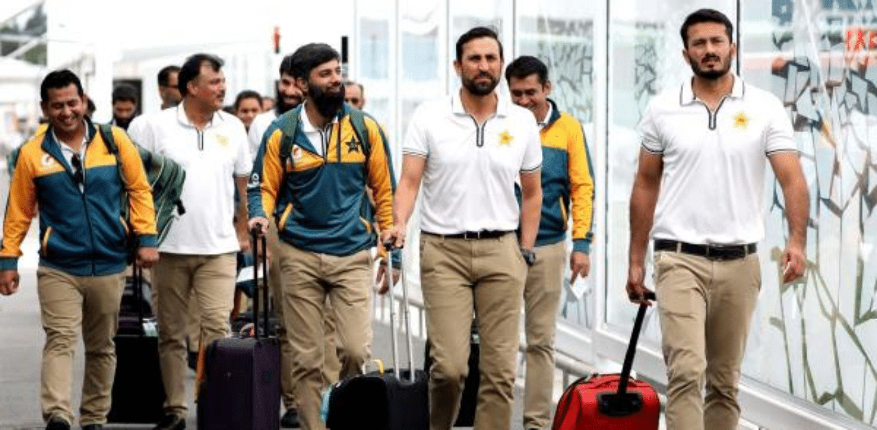 Members of Pakistan cricket team arrive at the Christchurch International Airport from their hotel on Tuesday. Credit: AFP