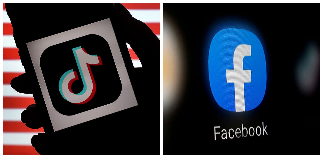 TikTok and Facebook logos. Credit: AFP and Reuters Photos