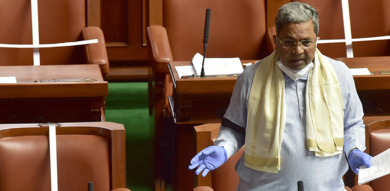 Leader of the Opposition Siddaramaiah speaking at Legislative Assembly session in Vidhana Soudha, Bengaluru on Tuesday, 08 December 2020. Credit: Information Department