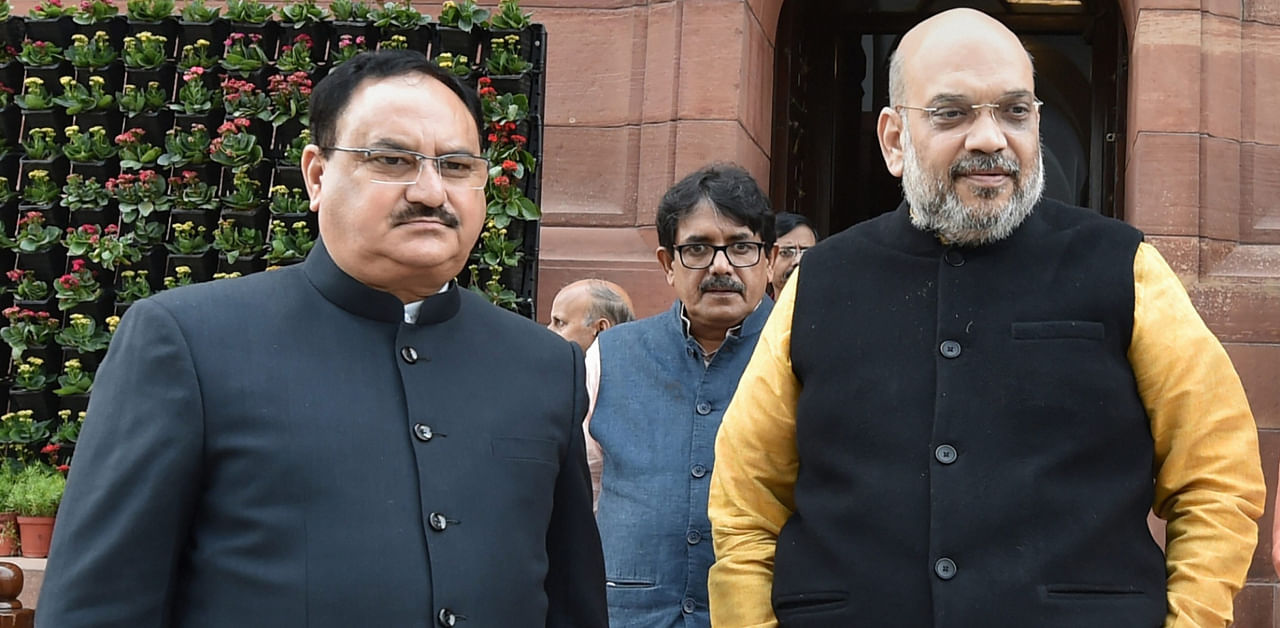 Union Home Minister Amit Shah (R) and BJP chief JP Nadda. Credit: PTI File Photo