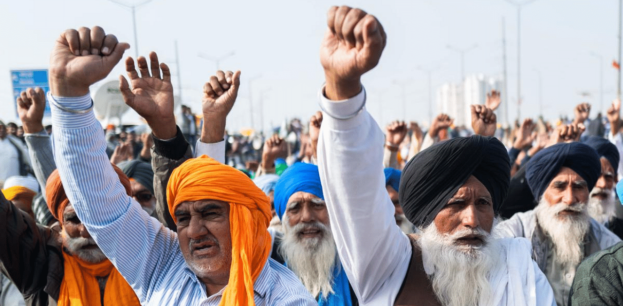 Farmer unions, most of them from Punjab, have started their hunger strike against the Centre's new farm laws. They have also given a call to stage dharnas at district headquarters across the country. Credit: AFP