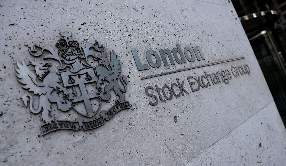 Signage is seen outside the entrance of the London Stock Exchange in London. Credit: Reuters Photo