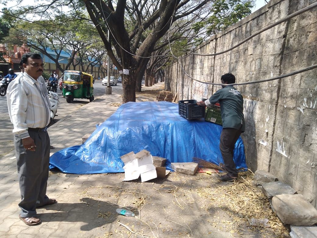   BBMP conducted footpath encroachment removal drive in Mahadevapura and KR Puram areas in the last few weeks.Credit: Special Arrangement