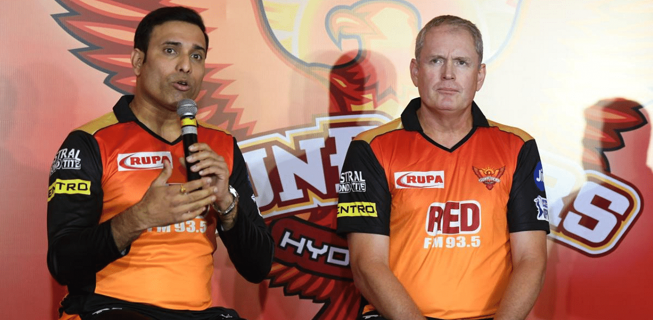 SRH's Tom Moody and VVS Laxman. Credit: AFP Photo