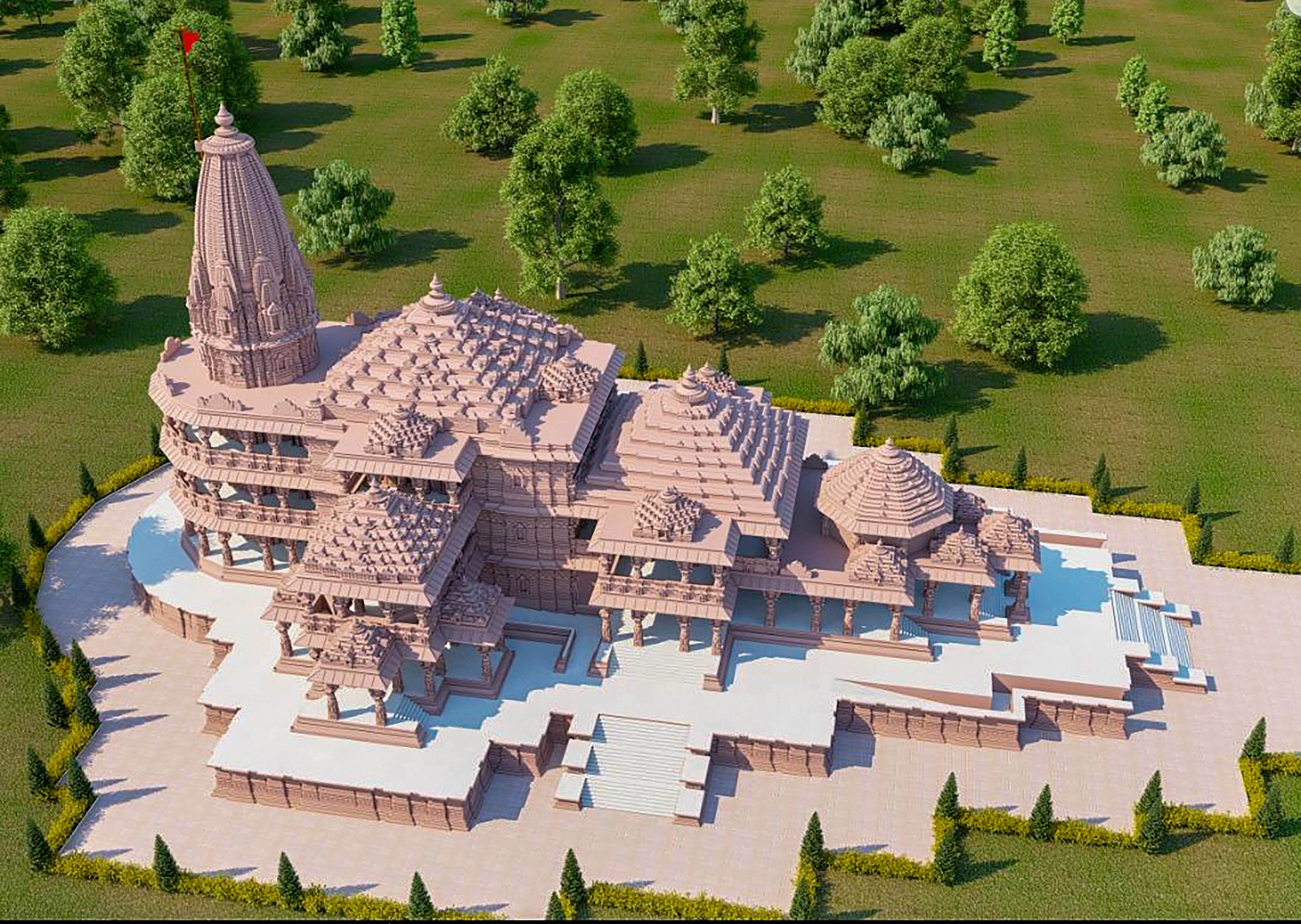 Proposed model of Ram Janmbhoomi Mandir in Ayodhya. Credit: Twitter/@ShriRamTeerth