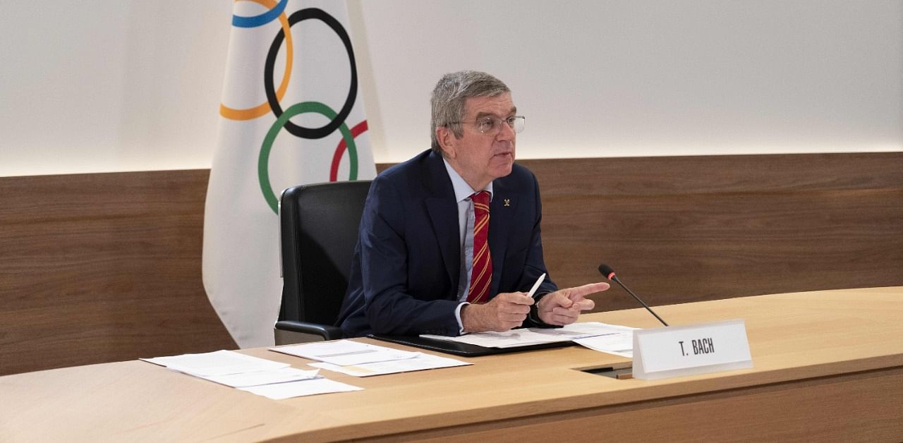 This handout picture taken and released on December 7, 2020 by the International Olympic Committee shows IOC president Thomas Bach. Credit: AFP Photo