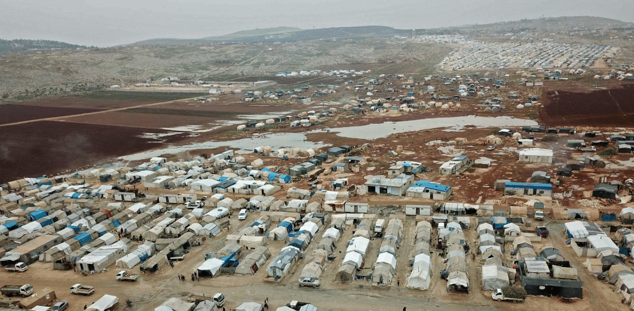 Camp for displaced Syrians near the town of Kafr Lusin by the border with Turkey, in Syria's rebel-held northwestern province of Idlib. Credit: AFP Photo