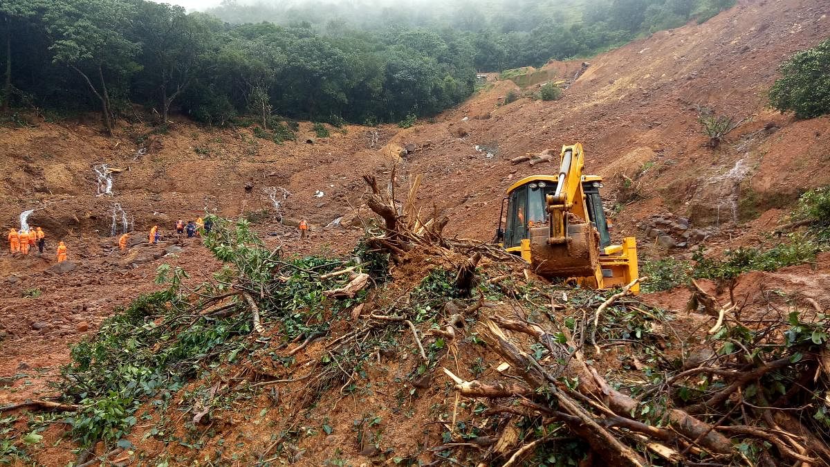 A file photo of the landslide at Gajagiri Betta.