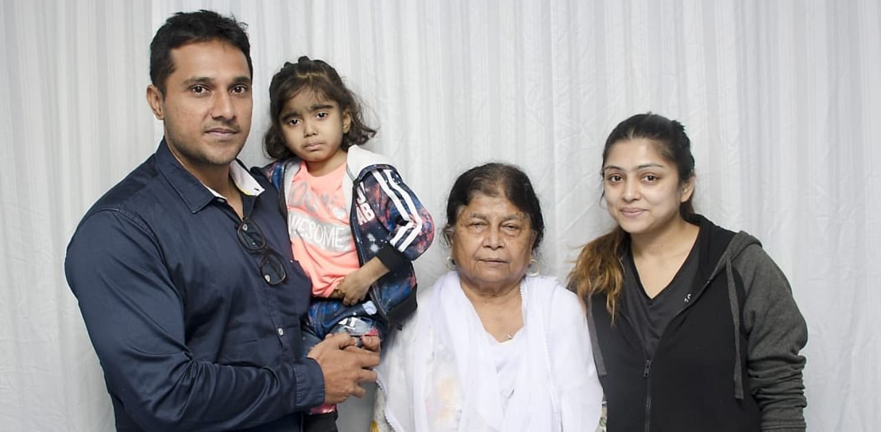 Four-year-old Aizah with parents Tanvir Qureshi and Nazneen Qureshi, and great-grandmother Rabiya Banu M H Ansari. Photo: Special Arrangement.