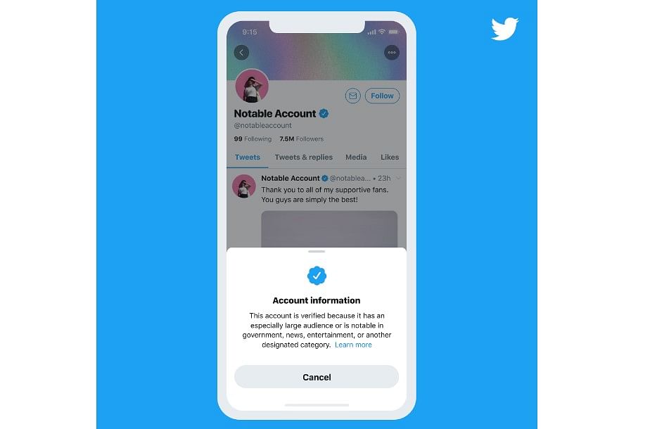 Twitter to start account verification for public next year. Credit: Twitter