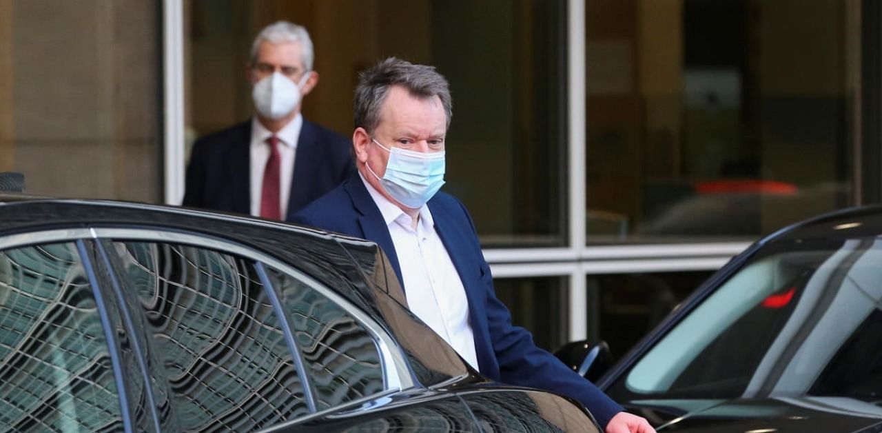 Britain's chief Brexit negotiator David Frost leaves the Berlaymont building after a meeting with EU chief Brexit negotiator Michel Barnier, in Brussels. Credit: Reuters.