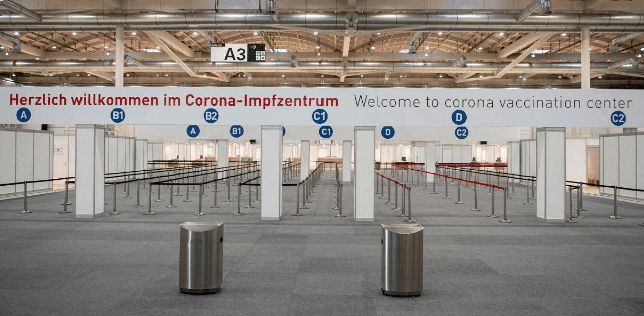 The Corona Vaccination Center at the fair grounds in Hamburg. Credit: AFP