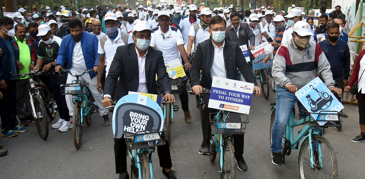 Fit India Cyclothon at Sree Chamarajendra Park (Cubbon Park) in Bengaluru. Credit: DH Photo