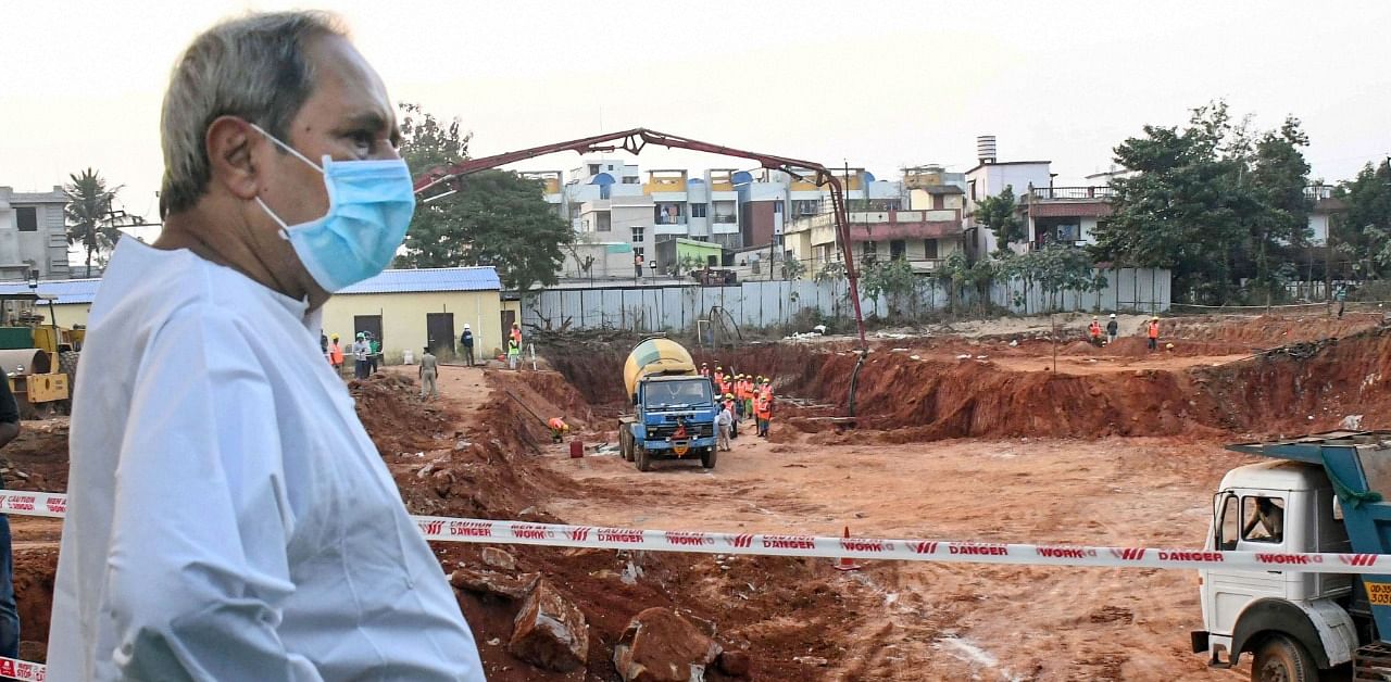 Chief Minister Naveen Patnaik visits the Baramunda Bus terminal to review its renovation work, in Bhubaneswar. Credit: PTI Photo