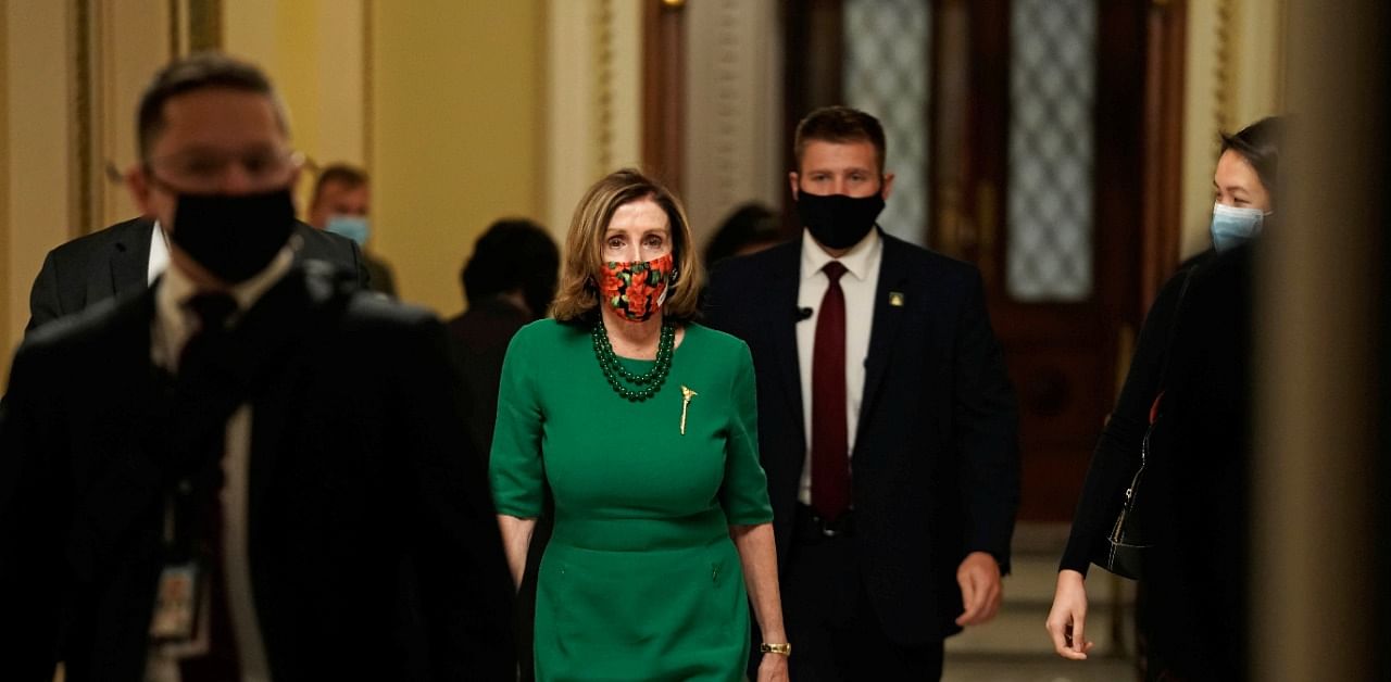 Speaker of the House Nancy Pelosi (D-CA), walks from the Senate floor. Credit: Reuters Photo