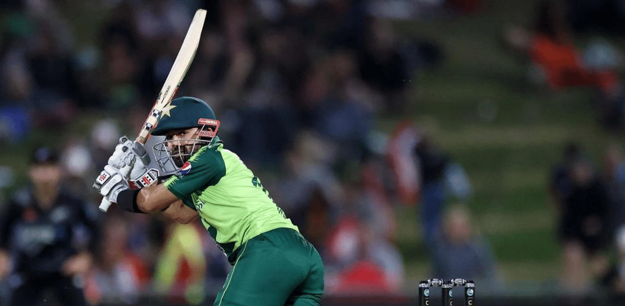 Pakistan's Mohammad Rizwan plays a shot during the third T20 cricket match between New Zealand and Pakistan at McLean Park in Napier on December 22, 2020. Credit: AFP Photo