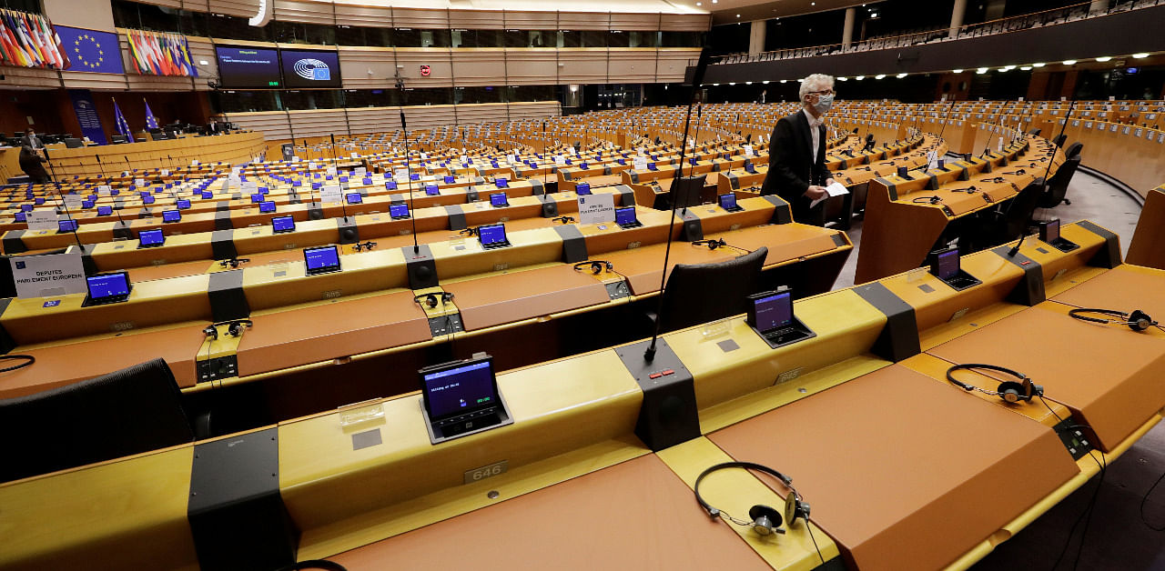 General view of the Hemicycle ahead of a debate on future relations between Britain and the EU at the European Parliament in Brussels. Credit: Reuters Photo