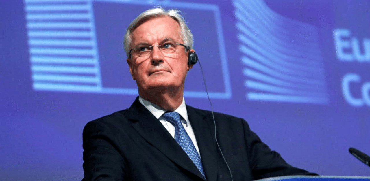 European Union's chief Brexit negotiator Michel Barnier looks on during a statement on the outcome of the Brexit negotiations, in Brussels, Belgium December 24, 2020. Credit: Reuters Photo