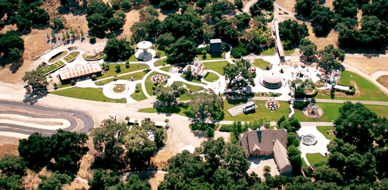 An aerial view of singer Michael Jackson's Neverland Valley Ranch on June 25, 2001 in Santa Ynez, California. Credit: AFP File Photo