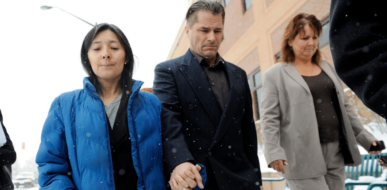 Richard Heene and Mayumi Heene (L) walk out of Courtroom 3A after their sentencing hearing at the Larimer County Justice Center in Fort Collins, Colorado. Credit: AFP Photo