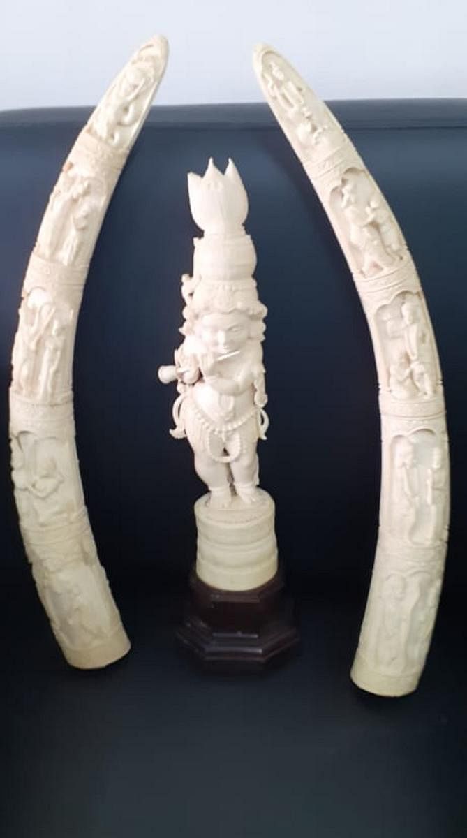 The seized ivory artefacts.
