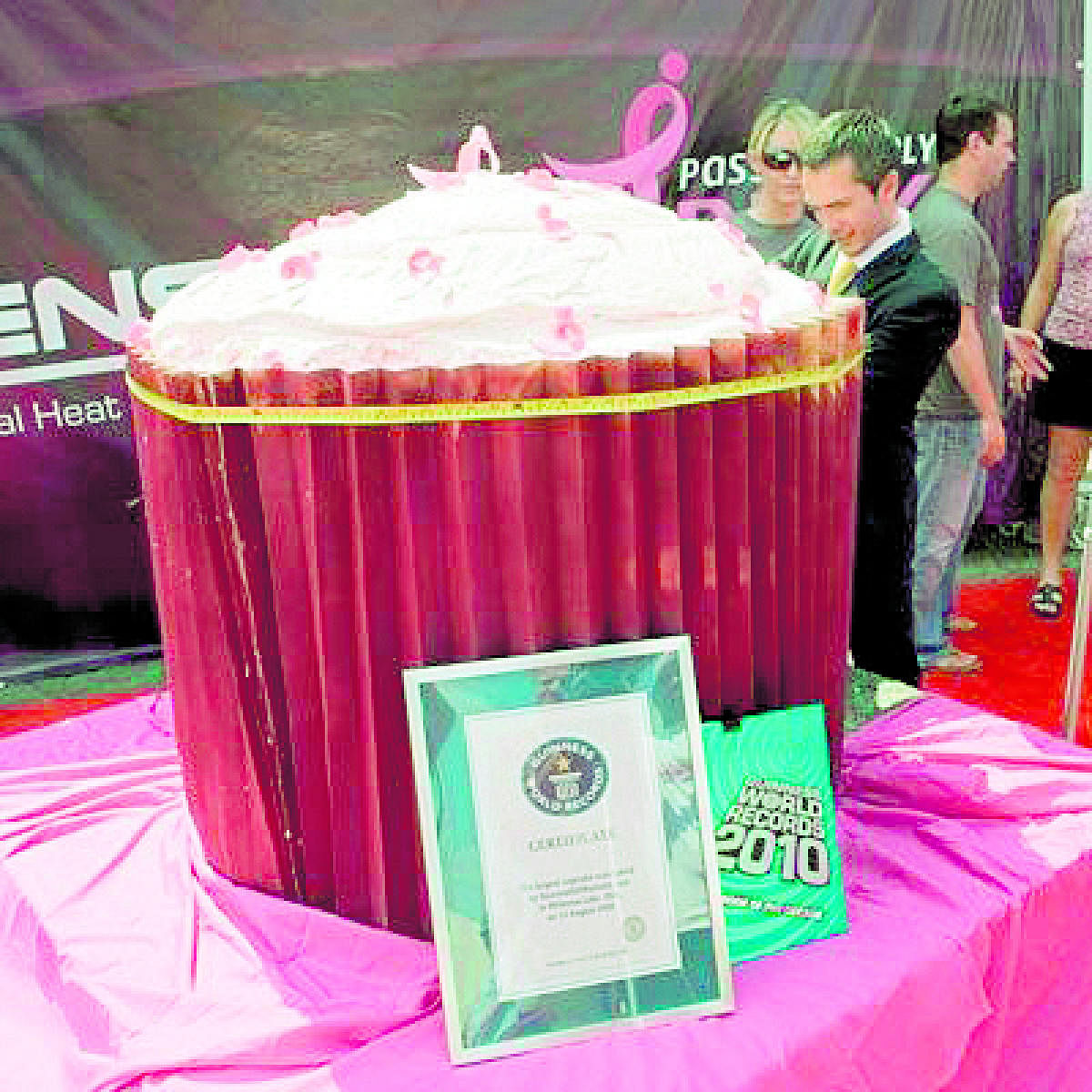 The cupcake, weighing 1,176.6 kg, by Georgetown Cupcake (USA), which holds the Guinness World Record at present.