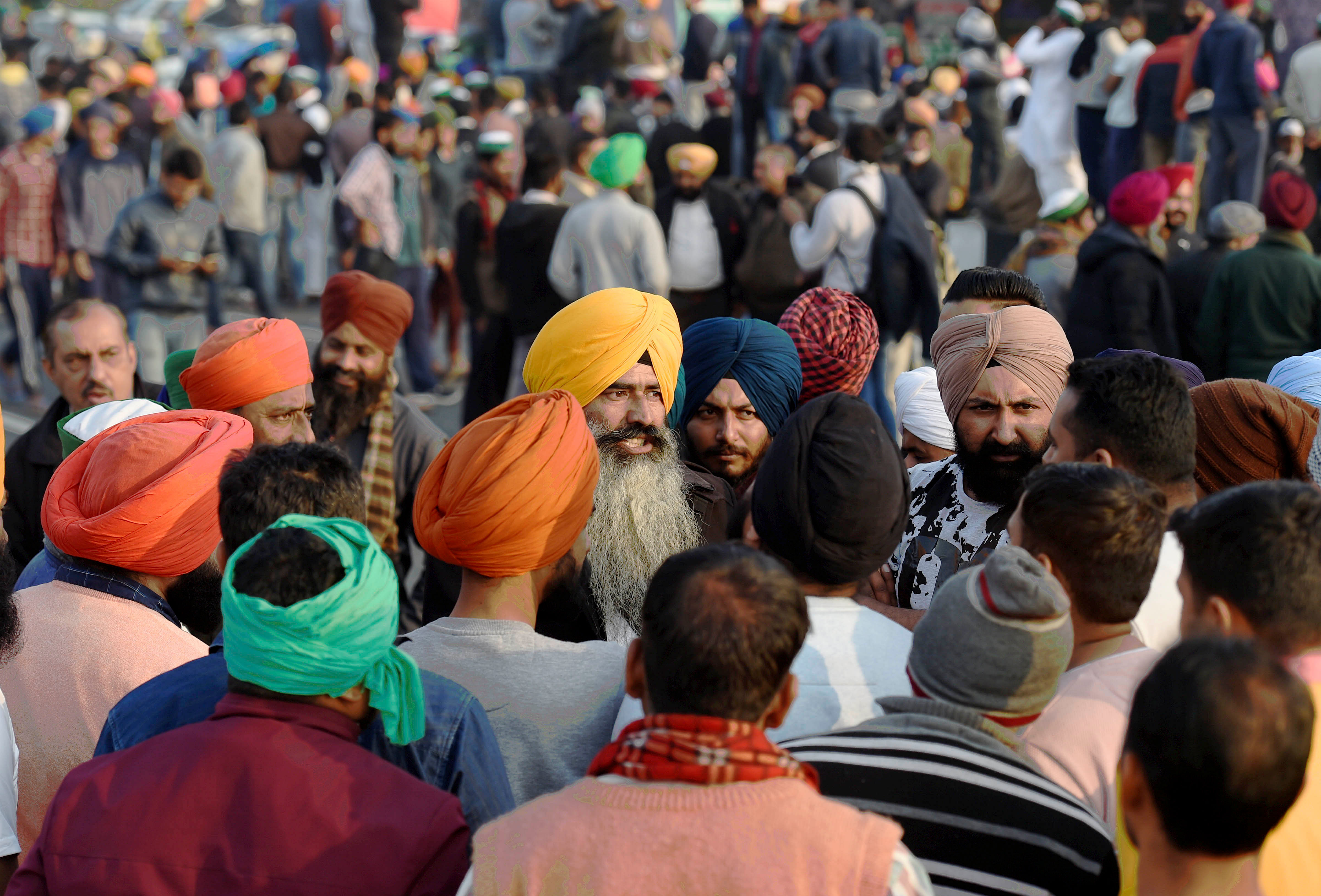 Farmers during 'Delhi Chalo' protest march against the new farm laws. Credit: PTI Photo