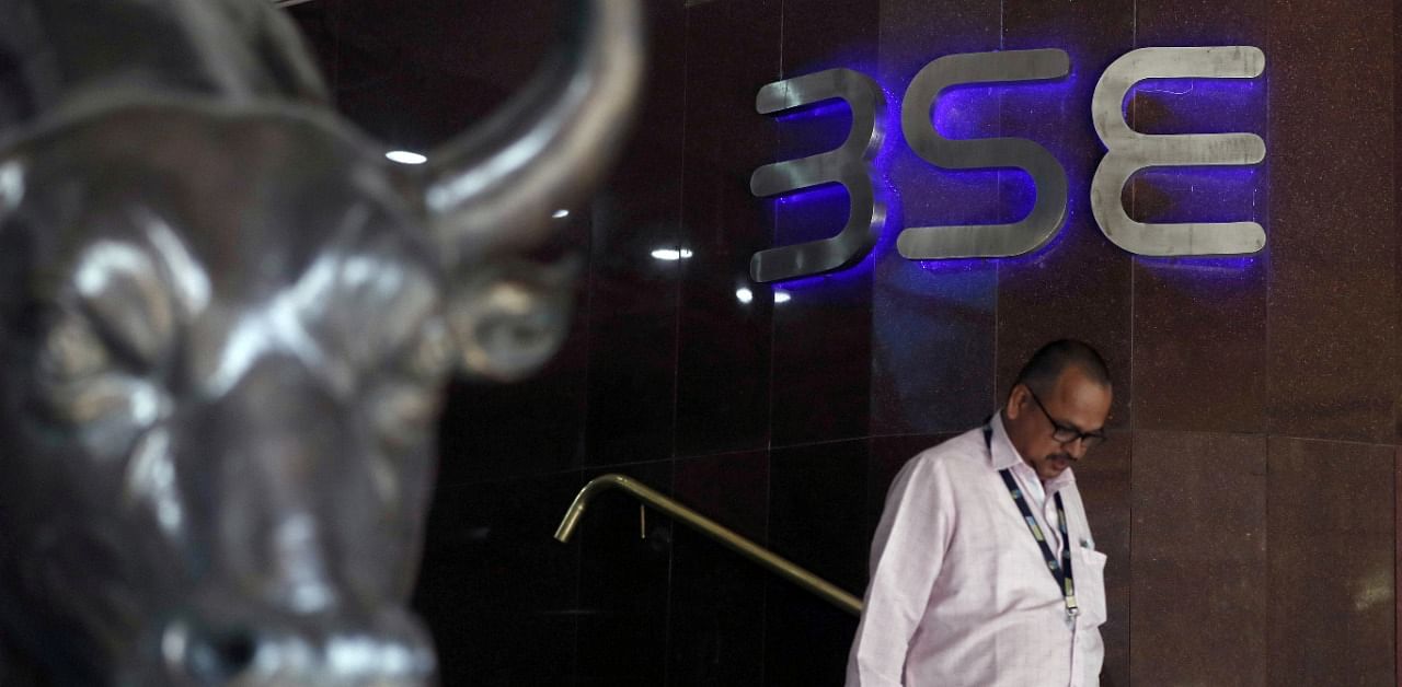 A man walks out of the Bombay Stock Exchange (BSE) building in Mumbai. Credit: Reuters Photo