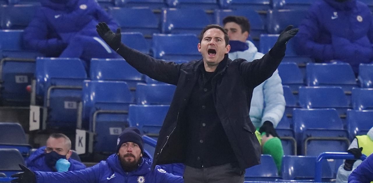 Chelsea manager Frank Lampard during the match. Credit: Reuters Photo