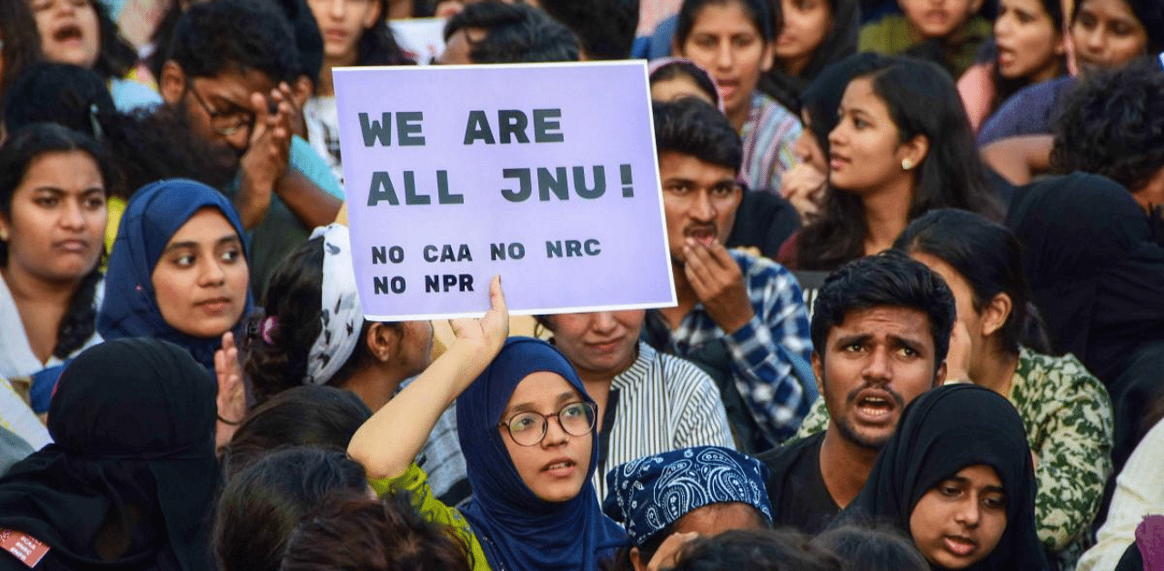 About 2,000 people, mostly college students, had gathered at the iconic Gateway of India on January 7 to protest against the attack by masked goons on the Jawaharlal Nehru Campus in Delhi as well as the Citizenship (Amendment) Act and the proposed National Register of Citizens. Credit: PTI File Photo