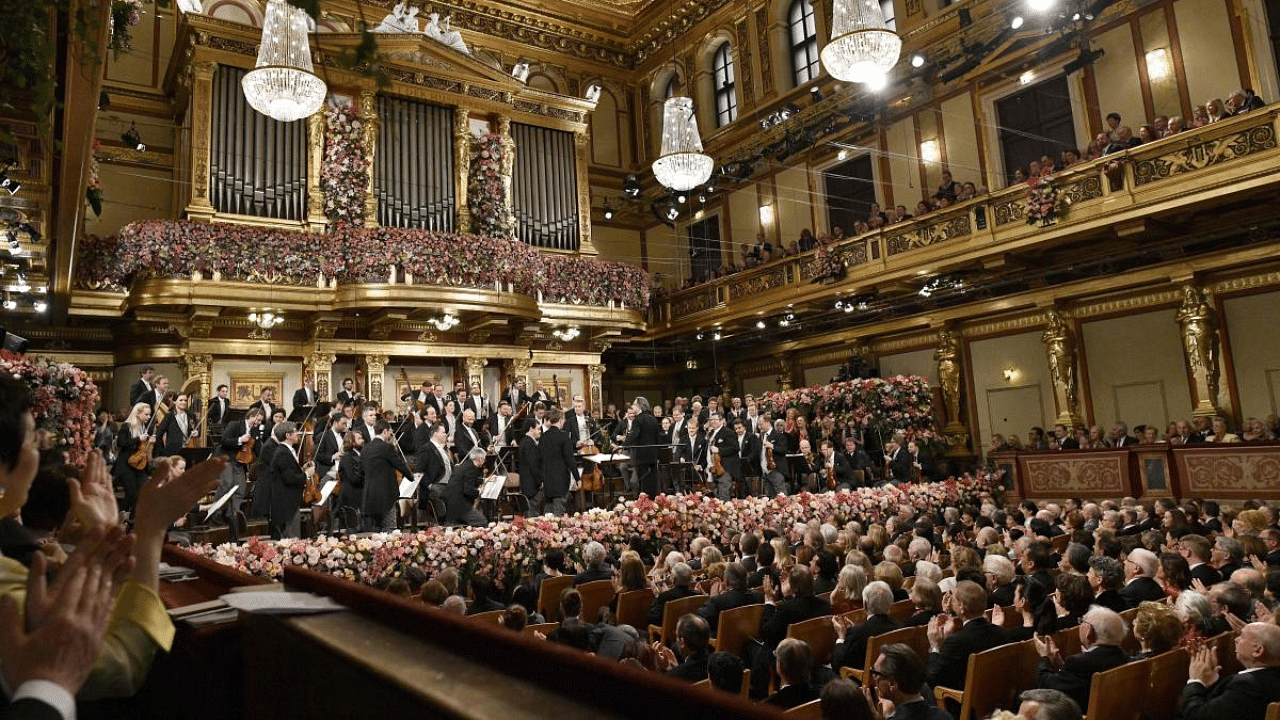 Italian Maestro Riccardo Muti (C) conducts the Vienna Philharmonic Orchestra during the traditional New Year's concert in Vienna, Austria. Credit: AFP File Photo
