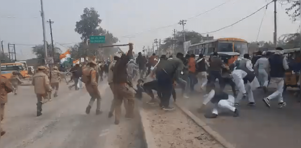 Party workers were taking out the yatra in a peaceful manner in the Kabrai area when police resorted to a lathicharge injuring over 20, district Congress chief Tulsidas Lodhi claimed. Credit: Twitter/@INCUttarPradesh