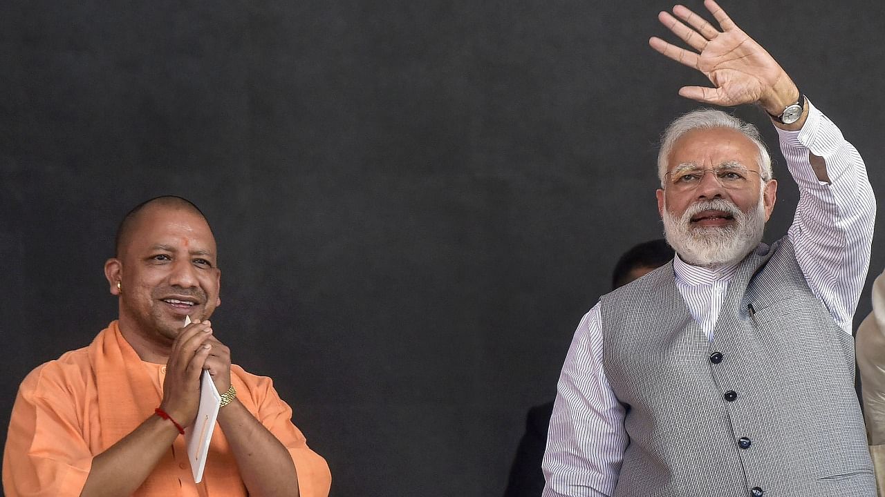 Prime Minister Narendra Modi and Chief Minister Yogi Adityanath. Credit: PTI Photo