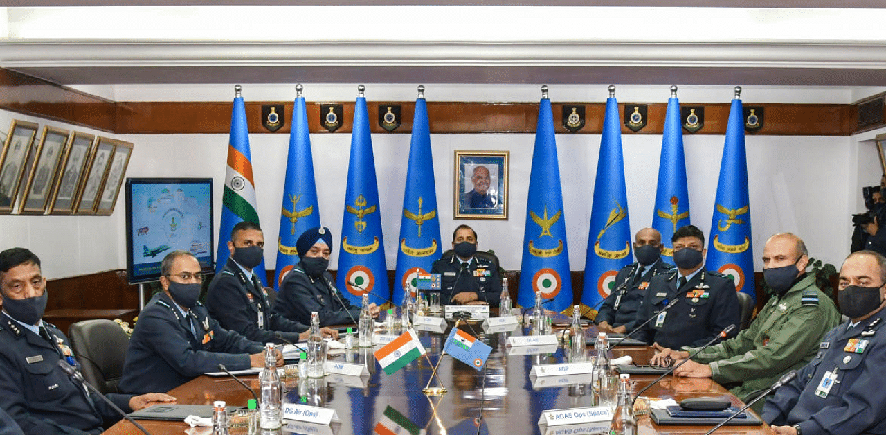 Air Chief Marshal RKS Bhadauria at the launch of the IAF e-Governance (e-office) portal at Air HQ, in New Delhi. Credit: PTI Photo