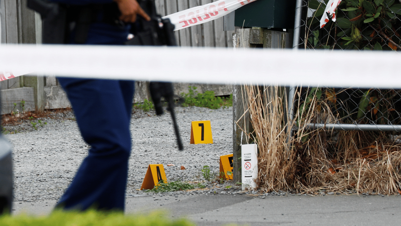  Police guard the site of Friday's shooting undergoing investigation, outside the Linwood Mosque, in Christchurch. Credit: Reuters Photo