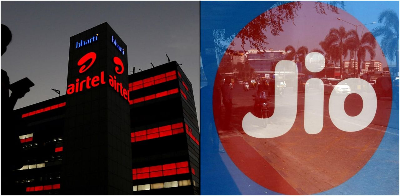Telecom companies Airtel and Jio. Credit: Reuters Photo