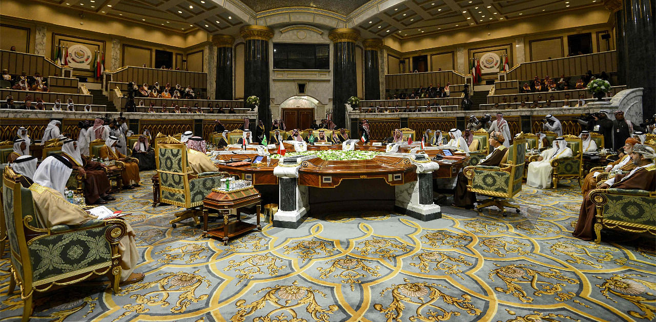File photo taken on December 10, 2019, shows a general view of a session of the Gulf Cooperation Council (GCC) summit held in the Saudi capital Riyadh. Credit: AFP Photo