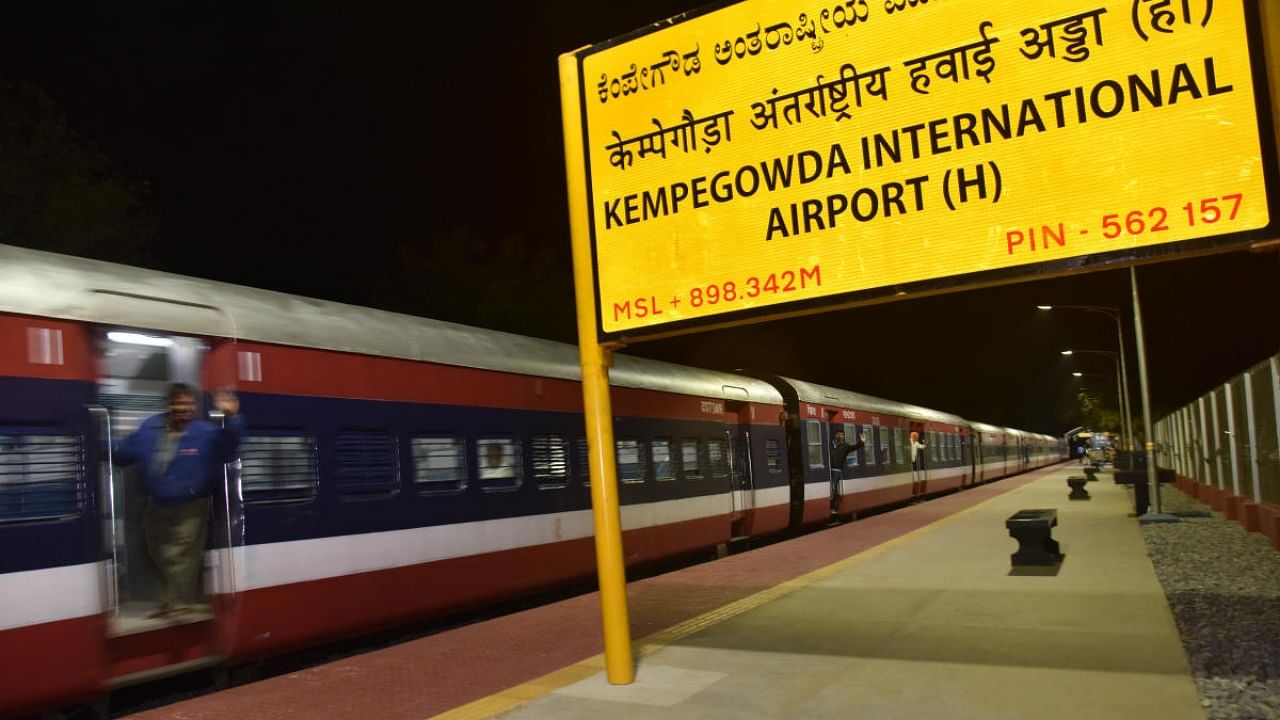The Kempegowda International Airport halt station. Credit: DH Photo/Janardhan B K.