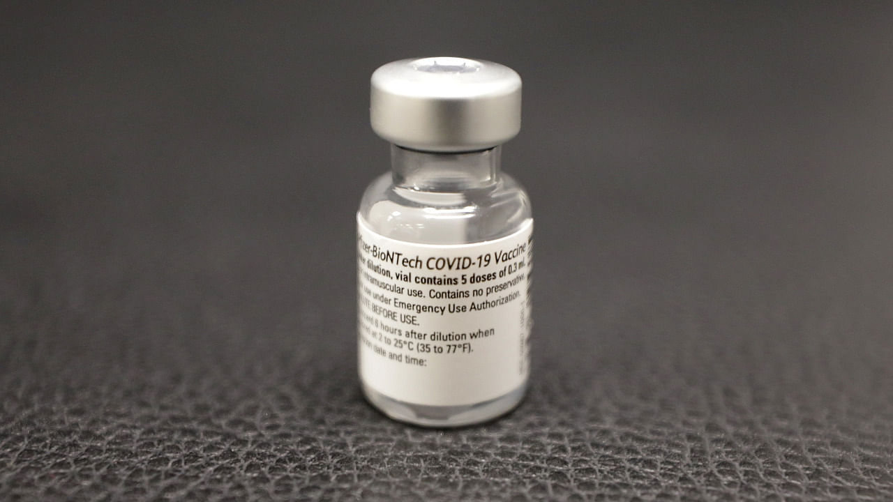 A vial of the Pfizer-BioNTech Covid-19 vaccine. Credit: Reuters Photo