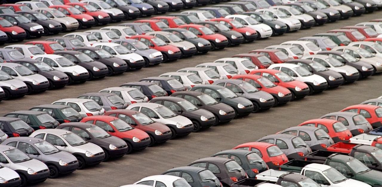 This file photo taken on November 12, 1998 shows a general view of thousands of Ford cars sitting on a lot in the industrial park of Sao Bernardo do Campo in Sao Paulo, Brazil. Credit: AFP Photo