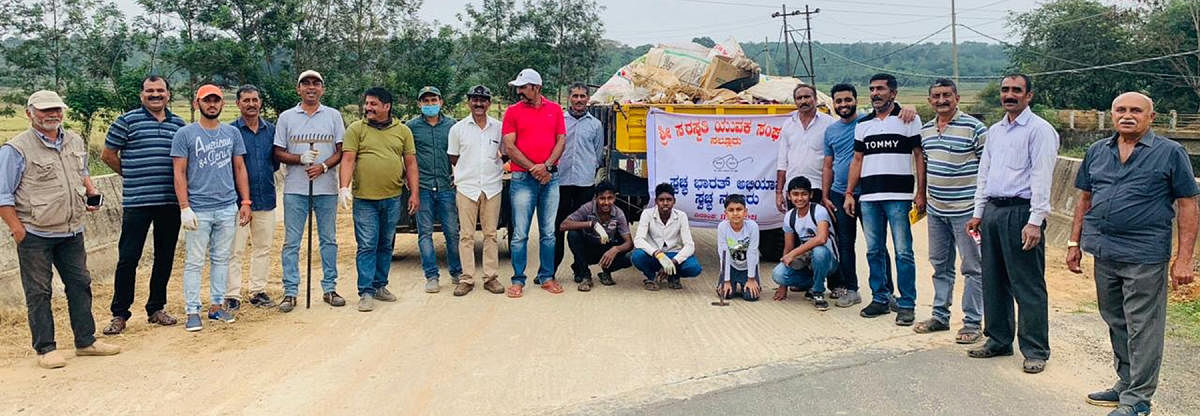 Residents who took part in a cleanliness drive at Nallur. 