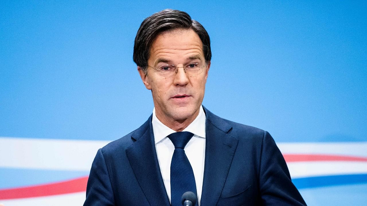 In this file photograph taken on January 8, 2021, Netherlands' Prime Minister Mark Rutte speaks during his weekly press conference following the Council of Ministers in The Hague. Credit: AFP Photo