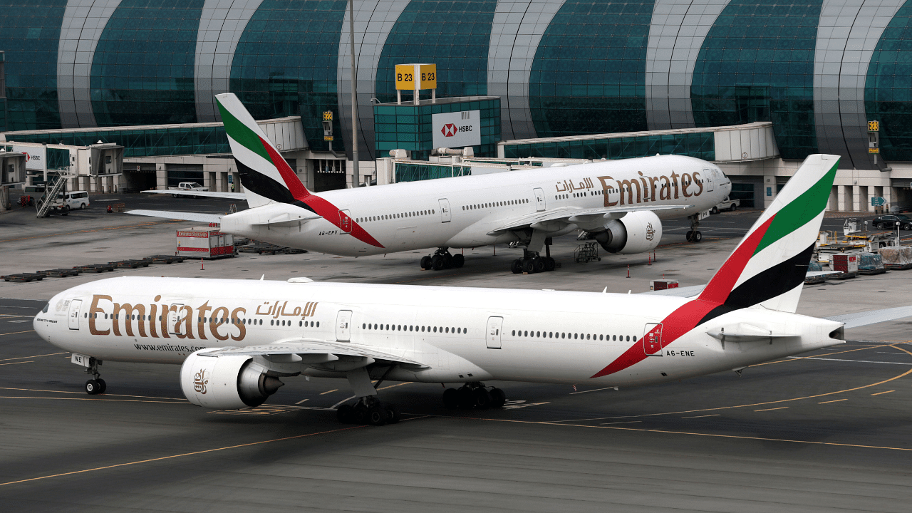  Emirates Airline Boeing 777-300ER planes are seen at Dubai International Airport in Dubai, United Arab Emirates. Credit: Reuters File Photo