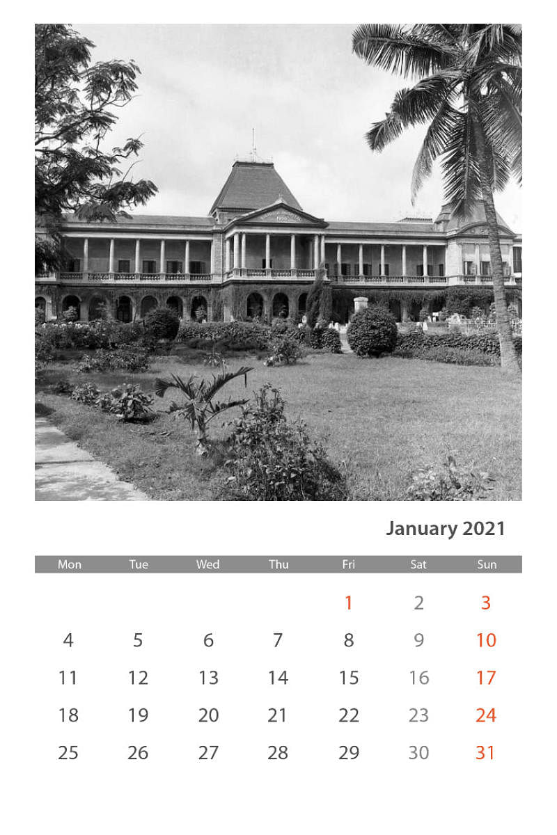 Babu Ajaz (inset) has created calenders featuring old pictures of hospitals and medical institutions like Victoria Hospital and (right) St Philomena’s Hospital.