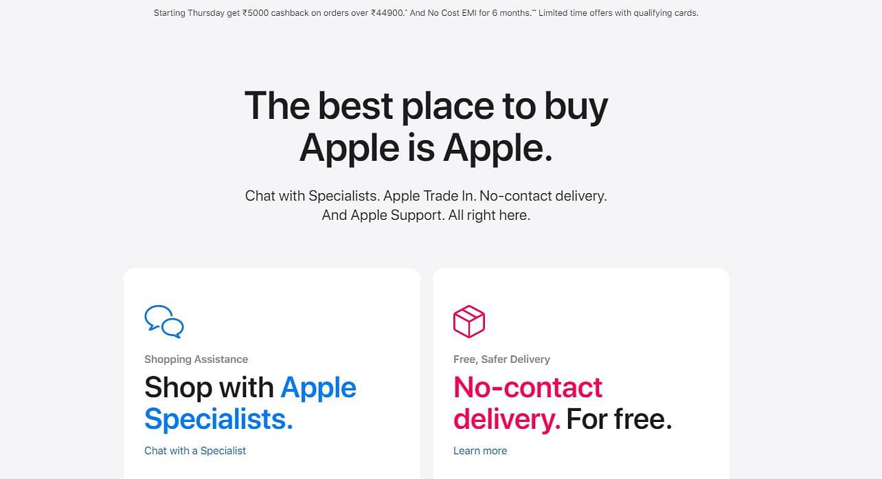 Apple online store India (screen-grab)