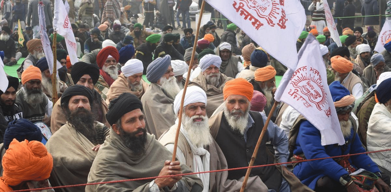 Farmers agitation at Singhu border. Credit: PTI Photo